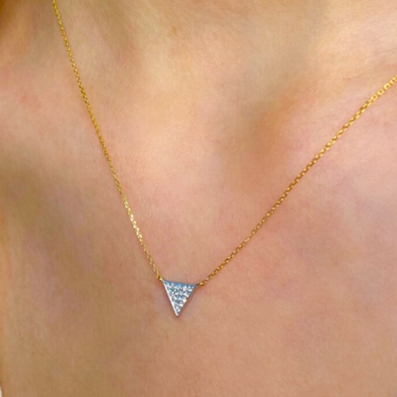 DANA REBECCA TRIANGLE DIAMOND NECKLACE W/ 14 K YELLOW GOLD EXCELLENT CONDITION - Picture 6 of 8